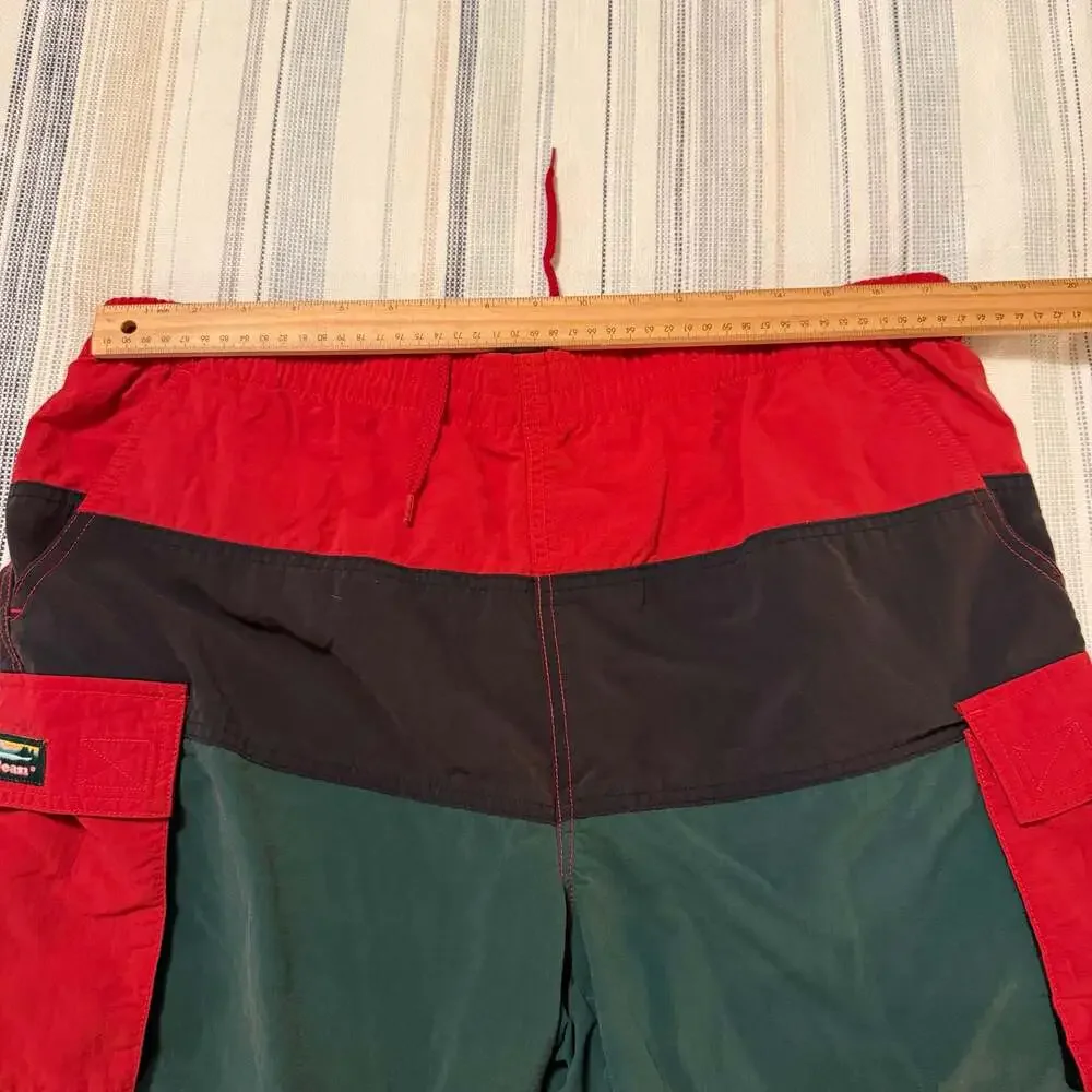 Vintage L.L. Bean Tri-Colorblock Cargo Swim Trunks